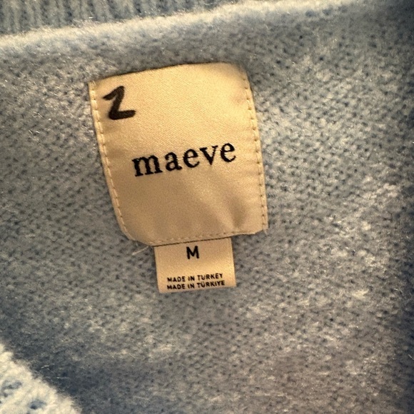 Anthropologie Maeve Crew-Neck Dog Icon Pullover Sweater Medium Light Blue Poodle - Picture 8 of 8